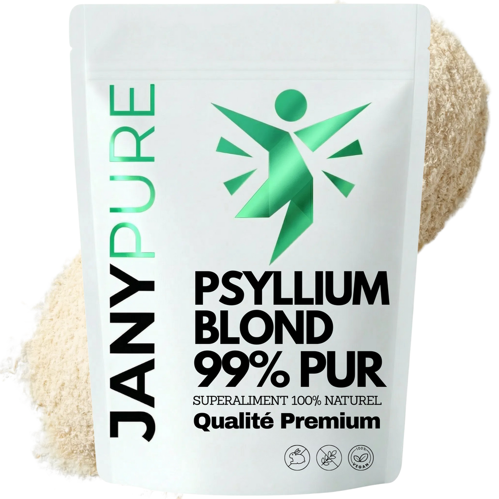 Tégument de Psyllium Blond  99% Pur | Psyllium Husk |  88% Fibres Solubles | Transit Intestinal Constipation | Laxatif Naturel Doux | Satiété Cholestérol | Plantago Ovata Ispaghul Vegan