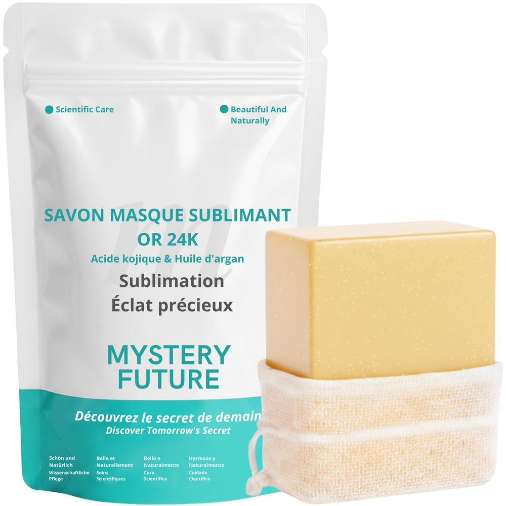Savon Or 24K | Luxe Anti-Âge & Éclat du Teint | Or Colloïdal 24 Carats | Hydratant Repulpant | Peaux Ternes Matures | Visage & Corps | 100% Naturel Premium