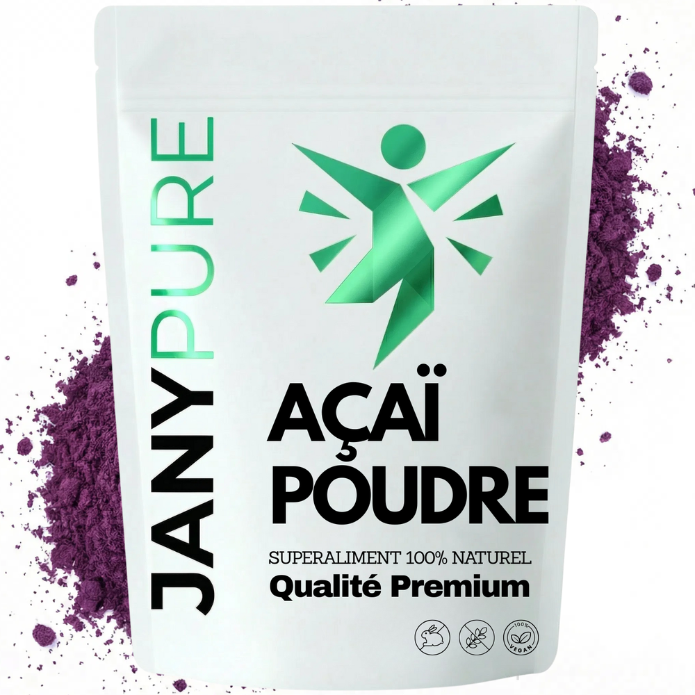 Poudre d'Açaï | Superaliment Antioxydant | Énergie, Vitalité, Immunité | Pour Smoothie Bowl, Yaourt, Boissons | Lyophilisée, Pure, Qualité Premium | Sachet Refermable