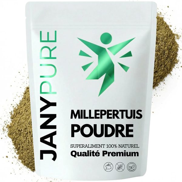 Millepertuis Poudre Pure (Hypericum Perforatum) | Soutien Humeur Positive, Moral, Bien- Être Mental | Contre Stress, Anxiété, Tristesse | Améliore Sommeil | Herbe de la Saint-Jean