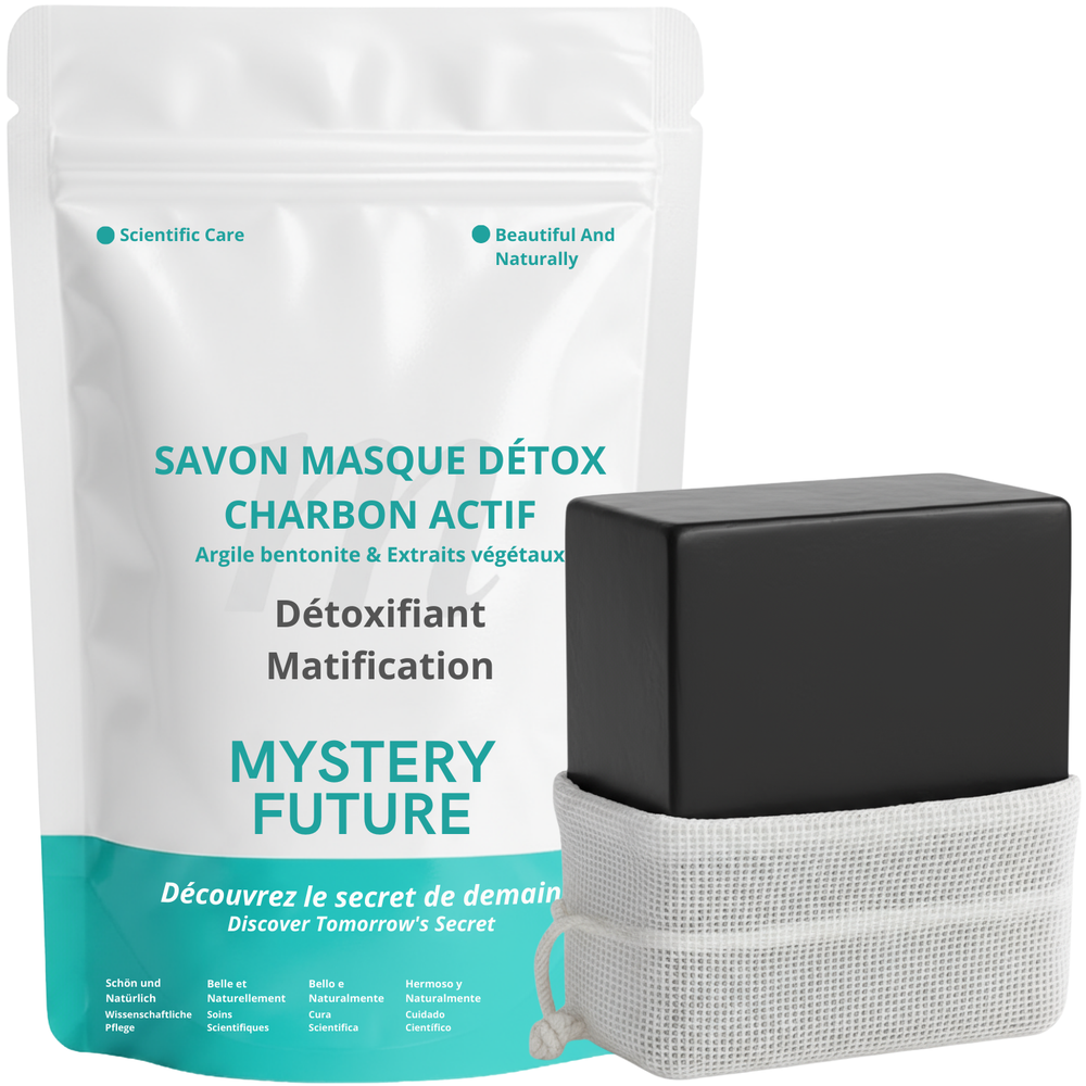 Savon Charbon Actif | Visage & Corps Purifiant Détoxifiant | Nettoyant Profond Peaux Grasses Mixtes Acnéiques | Régule l’Excès de Sébum