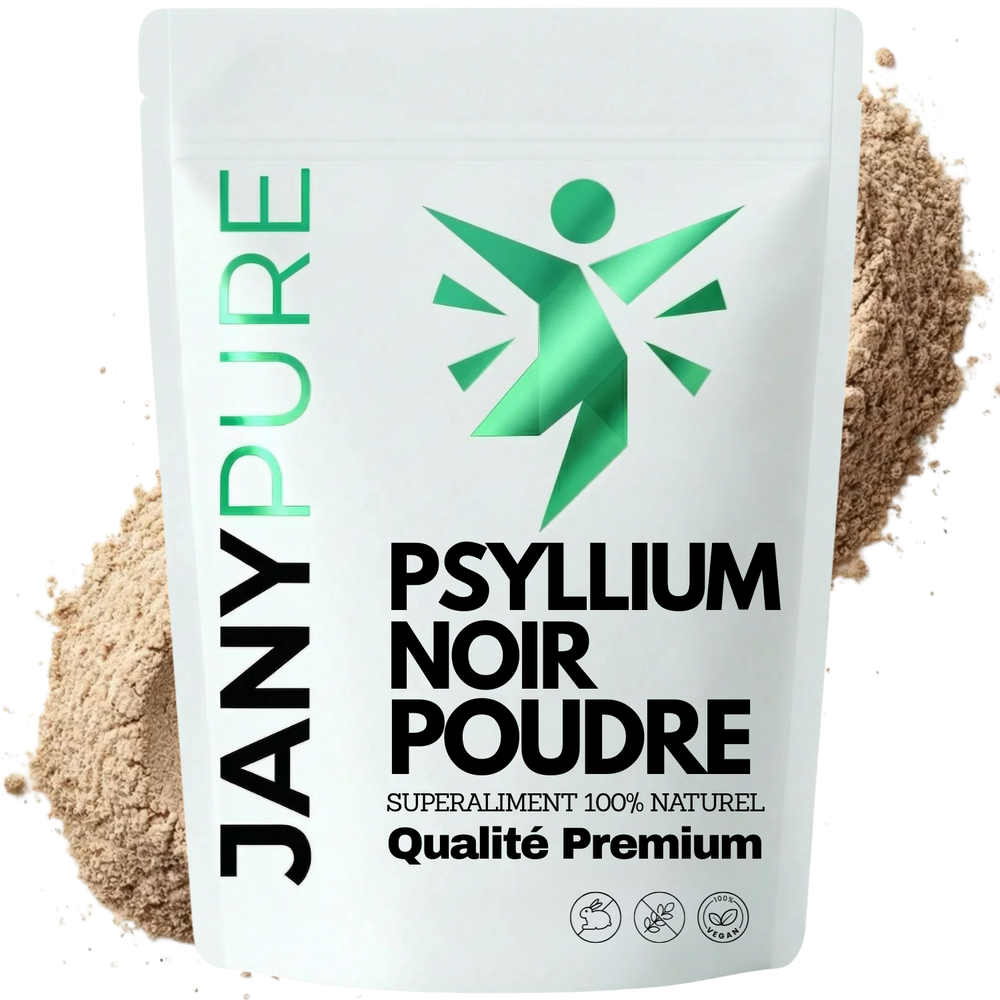 Poudre de Psyllium Noir Pure | 100% Graines de Plantago Indica | Riche en Fibres Solubles & Mucilage | Transit Intestinal Digestion | Laxatif Naturel Constipation | Satiété Cholestérol | Vegan