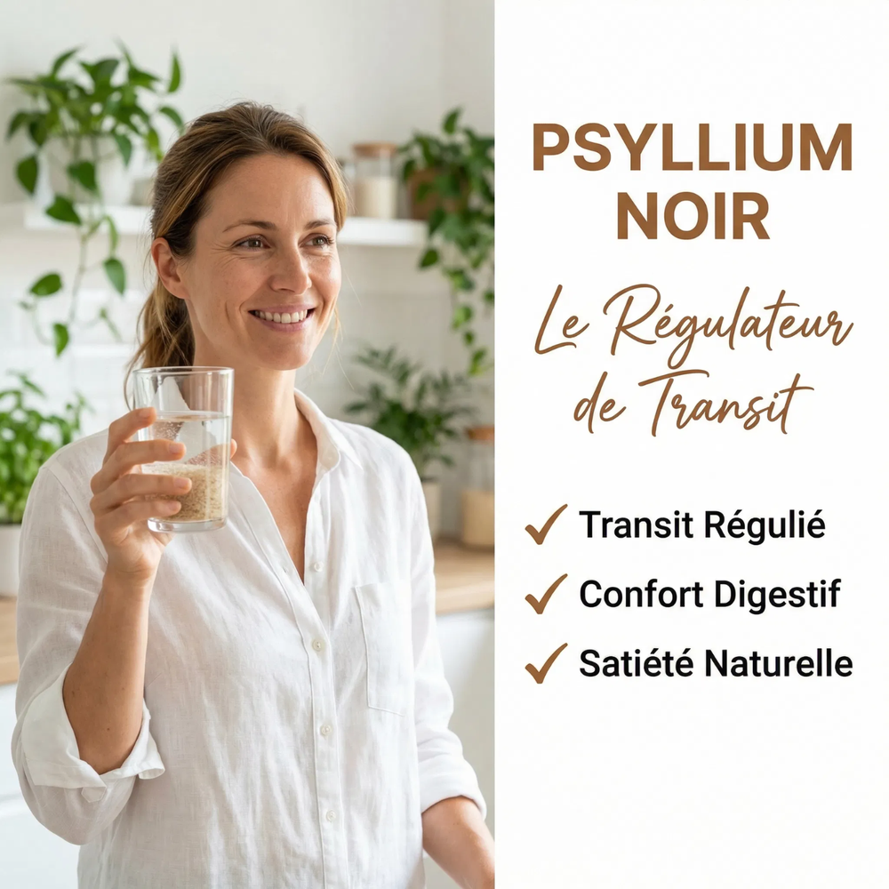 Poudre de Psyllium Noir Pure | 100% Graines de Plantago Indica | Riche en Fibres Solubles & Mucilage | Transit Intestinal Digestion | Laxatif Naturel Constipation | Satiété Cholestérol | Vegan