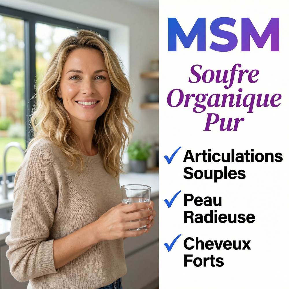 MSM Poudre Soufre Organique Pur | Formule Articulations, Peau, Cheveux, Ongles | Méthylsulfonylméthane Anti-Inflammatoire, Douleurs Articulaires, Arthrose | Booster de Collagène & Kératine