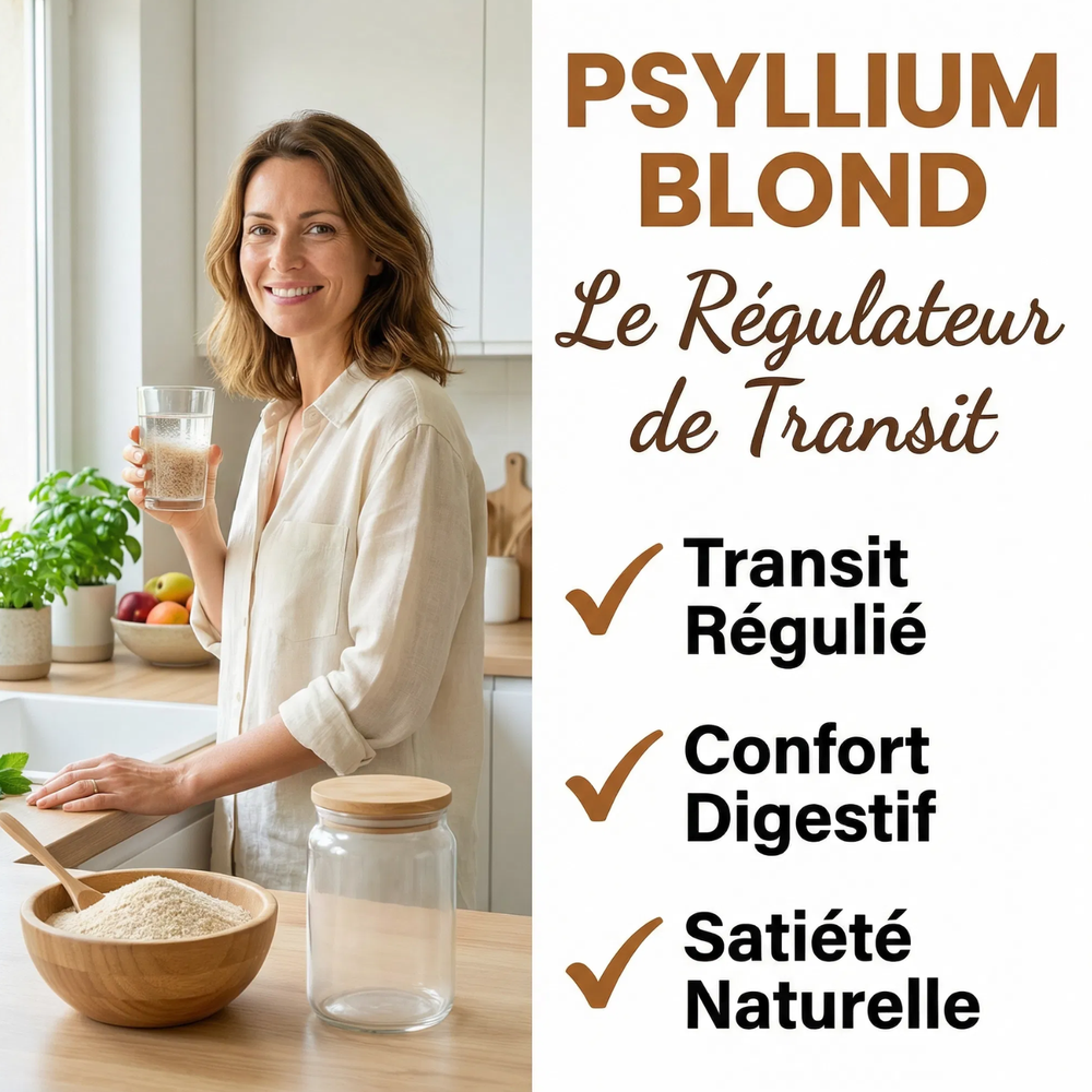 Tégument de Psyllium Blond  99% Pur | Psyllium Husk |  88% Fibres Solubles | Transit Intestinal Constipation | Laxatif Naturel Doux | Satiété Cholestérol | Plantago Ovata Ispaghul Vegan