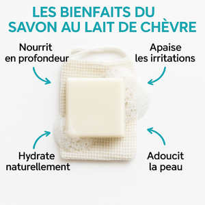 Savon Lait de Chèvre | Visage & Corps Hydratant Nourrissant Apaisant | Nettoyant Doux Peaux Sensibles Sèches Acnéiques | 100% Naturel 140g