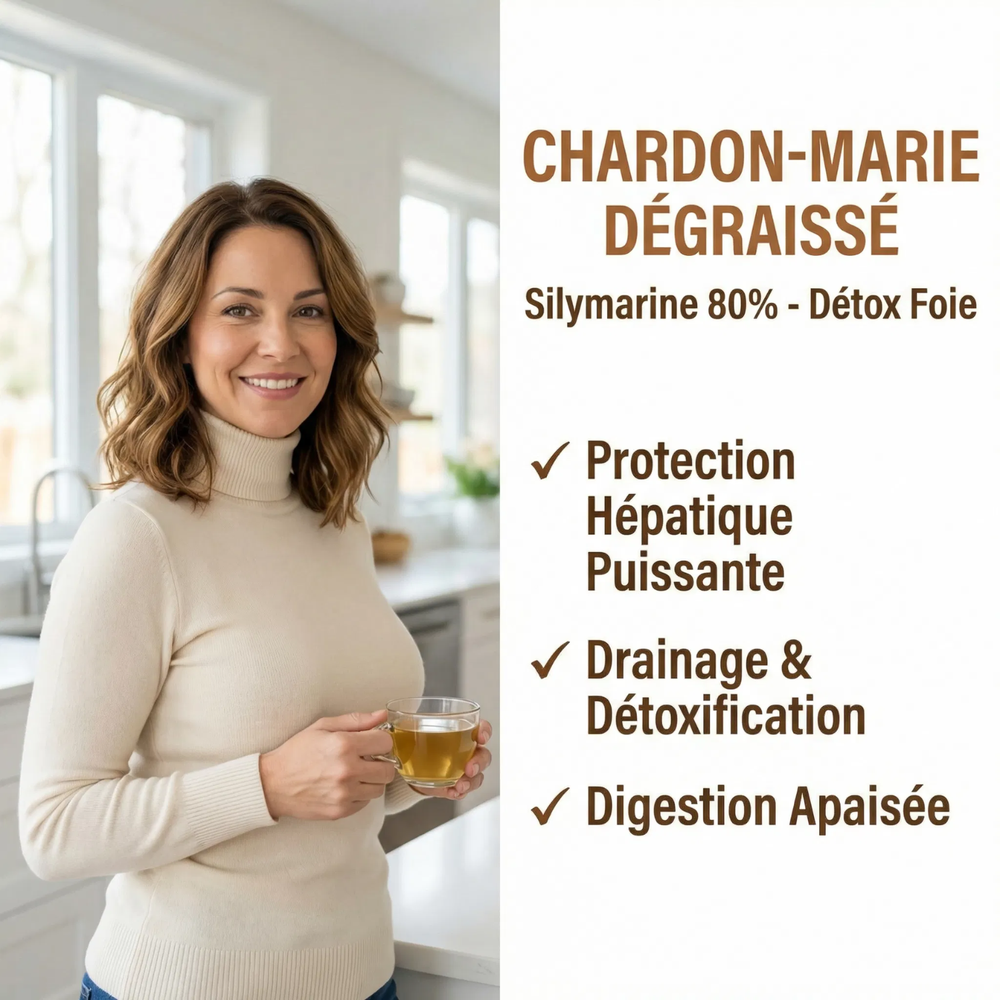 Poudre de Graines de Chardon-Marie Dégraissée |  80% Silymarine | Détox Foie, Protection  Hépatique, Digestion | Silybum Marianum | Riche en Protéines & Fibres | Vegan