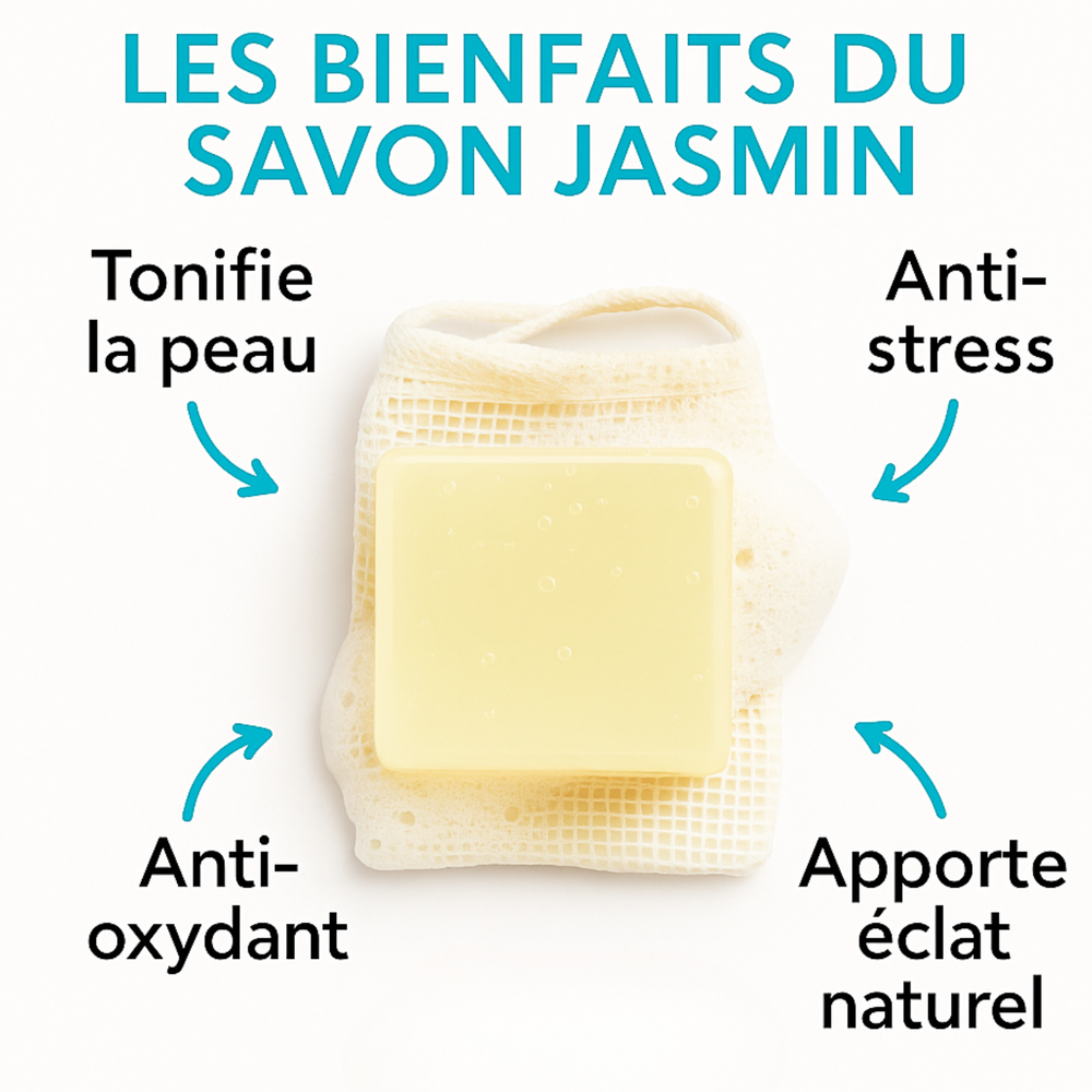 Savon Jasmin 140g | Nettoyant Floral Délicat & Éclat Naturel | Visage & Corps | Soin Quotidien Parfum Envoûtant