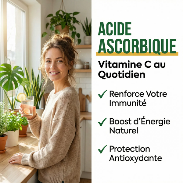 Acide Ascorbique Poudre Vitamine C Pure | Immunité Défenses Naturelles Énergie Vitalité | Antioxydant Puissant Collagène Anti-Âge | Poudre Fine Soluble Sachet Refermable