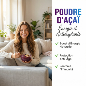 Poudre d'Açaï | Superaliment Antioxydant | Énergie, Vitalité, Immunité | Pour Smoothie Bowl, Yaourt, Boissons | Lyophilisée, Pure, Qualité Premium | Sachet Refermable