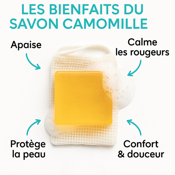 Savon Camomille 140g | Nettoyant Doux & Apaisant | Soin Confort Peaux Sensibles | Visage & Corps | Usage Quotidien