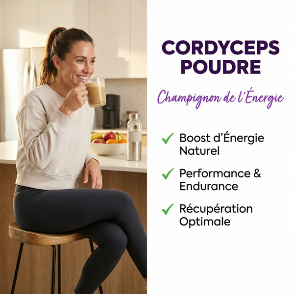 Cordyceps Poudre Pure Champignon Médicinal | Énergie Endurance Performance Physique | Adaptogène Anti-Stress Vitalité | Immunité Défenses Naturelles | Sachet Refermable