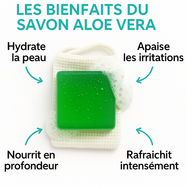 Savon Aloe Vera | Hydratant & Apaisant | Nettoyant Doux Visage & Corps | Peaux Sensibles Sèches Irritées | 100% Naturel Soin Quotidien