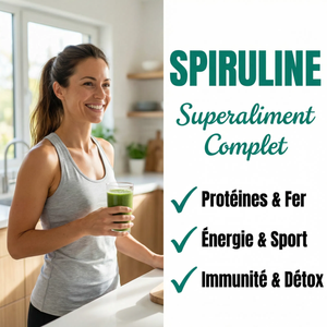 Spiruline Poudre Pure |  65% Protéines Végétales, Fer, Vitamines | Superaliment Énergie, Vitalité, Immunité, Sport | Riche en Phycocyanine Antioxydant | Détox | Arthrospira Platensis