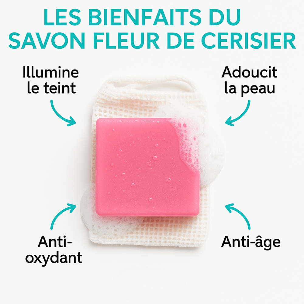 Savon Fleurs de Cerisier 140g | Nettoyant Doux & Hydratant | Parfum Floral Délicat | Visage & Corps | Tous Types de Peaux