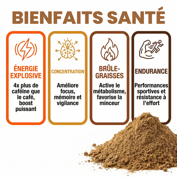 Poudre de Guarana Natif du Brésil |  x Plus de Caféine que le Café | Énergie Durable, Concentration, Minceur | Stimulant Naturel Puissant Anti-Fatigue | Paullinia Cupana Vegan