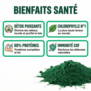 Chlorelle Poudre Pure | Chlorella Détox Métaux Lourds, Chlorophylle | Superaliment 60% Protéines, Fer, Vitamines | Soutien Immunité, Énergie, Digestion | Paroi Cellulaire Éclatée | Vulgaris