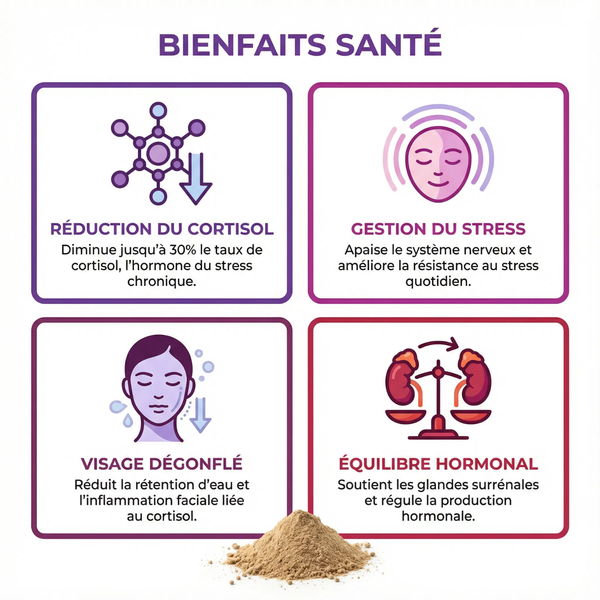 Ashwagandha en Poudre Racine Pure | Réduction Cortisol Stress | Équilibre Hormonal Visage Dégonflé | Adaptogène Naturel Anti-Stress Sommeil | Qualité Premium Sachet Refermable
