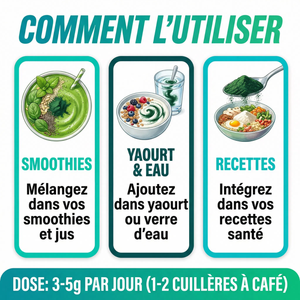 Spiruline Poudre Pure |  65% Protéines Végétales, Fer, Vitamines | Superaliment Énergie, Vitalité, Immunité, Sport | Riche en Phycocyanine Antioxydant | Détox | Arthrospira Platensis