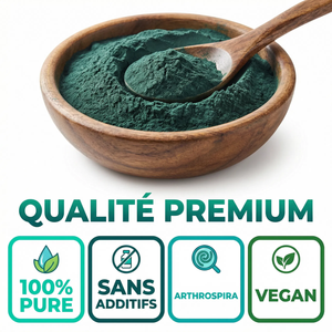 Spiruline Poudre Pure |  65% Protéines Végétales, Fer, Vitamines | Superaliment Énergie, Vitalité, Immunité, Sport | Riche en Phycocyanine Antioxydant | Détox | Arthrospira Platensis