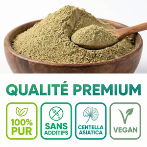 Gotu Kola Poudre Pure (Centella Asiatica) | Booster Cerveau, Mémoire, Concentration | Anti- Âge, Stimule Collagène, Cicatrisant Peau | Circulation Sanguine, Stress | Herbe du Tigre  Ayurvédique