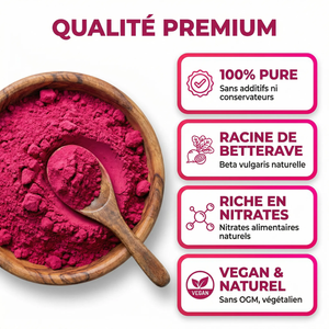 Poudre de Betterave Rouge Pure | Booster de Performance Sportive | Riche en Nitrates Naturels pour Énergie, Endurance, Oxygénation | Pré-Workout | Soutien Cardiovasculaire, Tension Artérielle | Vegan