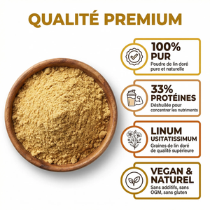 Poudre de Lin Doré Déshuilée |  33% Protéines Végétales &  40% Fibres | Farine Low-Carb  Keto Sans Gluten | Riche en Oméga-3 & Lignanes | Transit Intestinal, Satiété, Santé  Hormonale | Substitut d'Oeuf Vegan