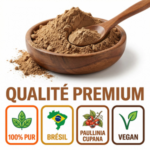Poudre de Guarana Natif du Brésil |  x Plus de Caféine que le Café | Énergie Durable, Concentration, Minceur | Stimulant Naturel Puissant Anti-Fatigue | Paullinia Cupana Vegan
