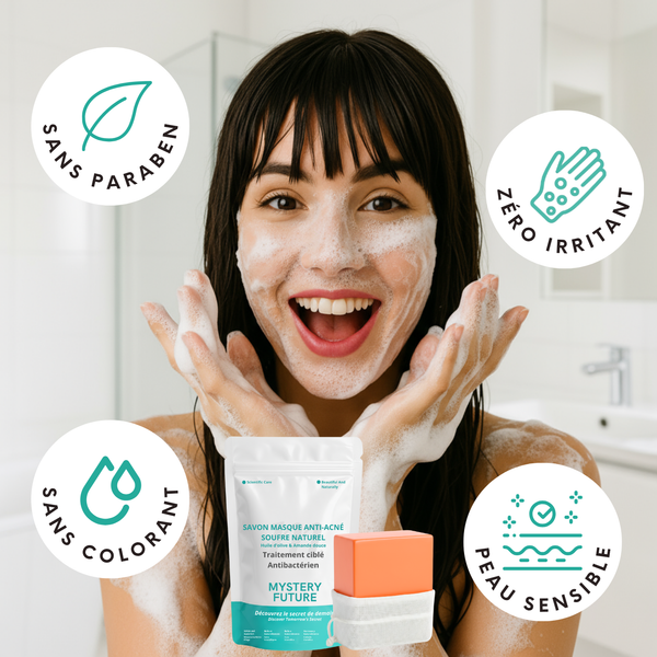 Savon au Soufre | Purifiant & Régulateur de Sébum | Anti-Imperfections Visage & Corps | Peaux Grasses Acnéiques | Nettoyant Clarifiant Profond | 100% Naturel