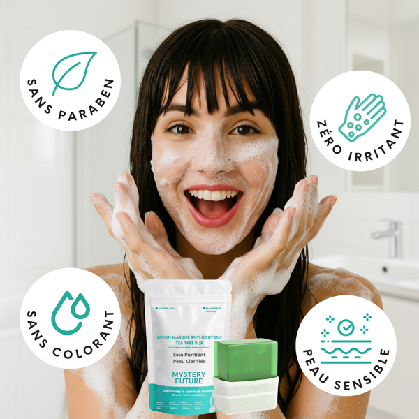 Savon Tea Tree Purifiant Naturel 140g | Nettoyant Profond Anti-Imperfections | Régulateur de Sébum | Visage & Corps | Peaux Grasses, Mixtes & Acnéiques