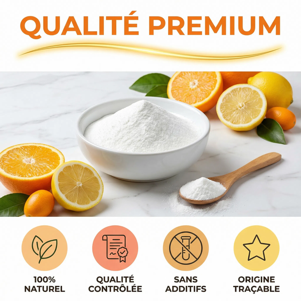 Acide Ascorbique Poudre Vitamine C Pure | Immunité Défenses Naturelles Énergie Vitalité | Antioxydant Puissant Collagène Anti-Âge | Poudre Fine Soluble Sachet Refermable