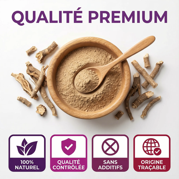 Ashwagandha en Poudre Racine Pure | Réduction Cortisol Stress | Équilibre Hormonal Visage Dégonflé | Adaptogène Naturel Anti-Stress Sommeil | Qualité Premium Sachet Refermable